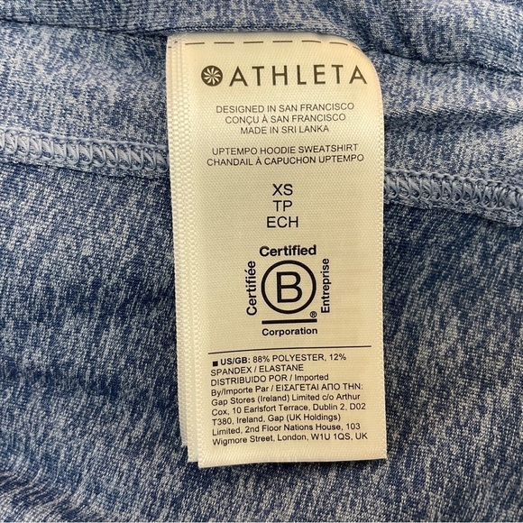 Athleta XS Uptempo Hoodie Sweatshirt Style 382882 Blue Thumbholes - Picture 7 of 9